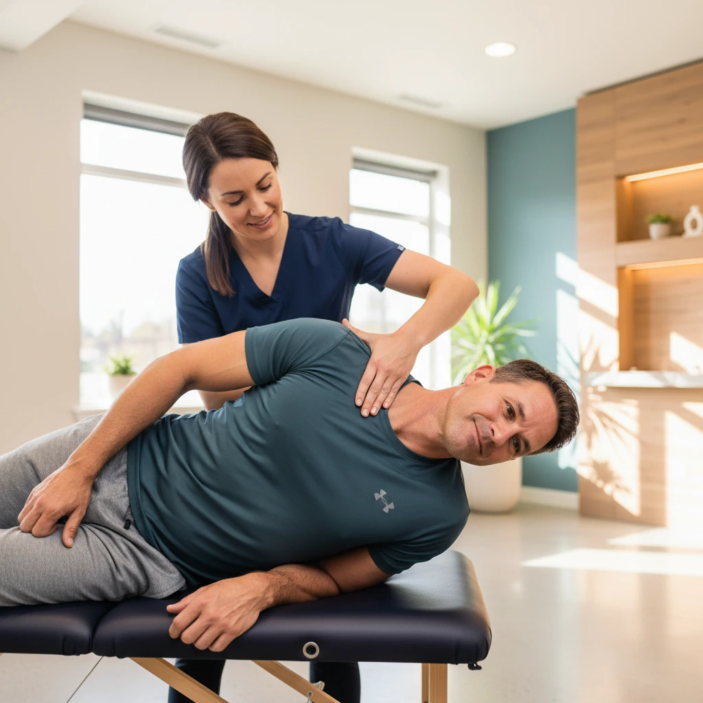 Patient receiving neck and whiplash treatment after a car accident at Dynamic Physical Therapy Queens