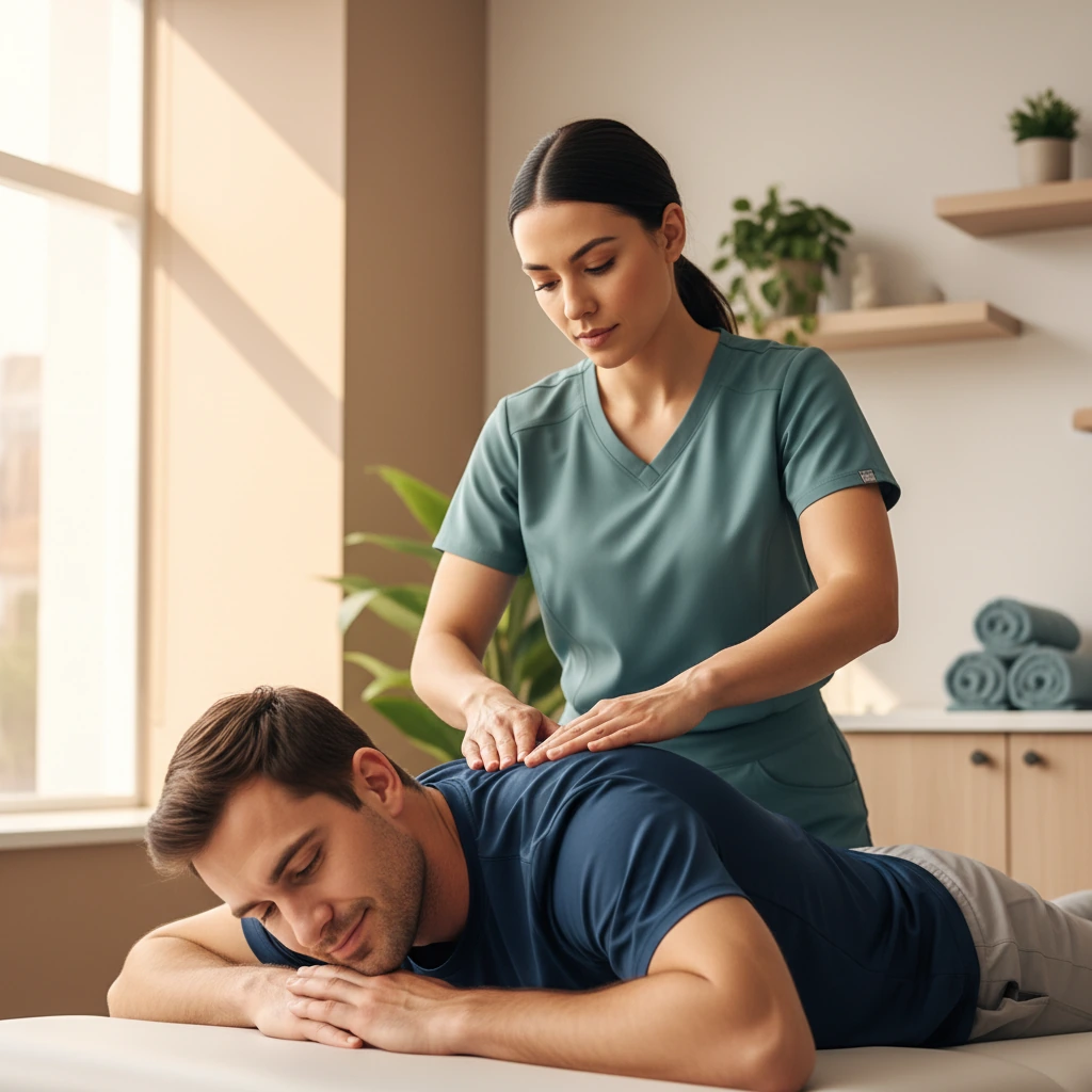 Physical therapist performing myofascial release at Dynamic Physical Therapy in Queens